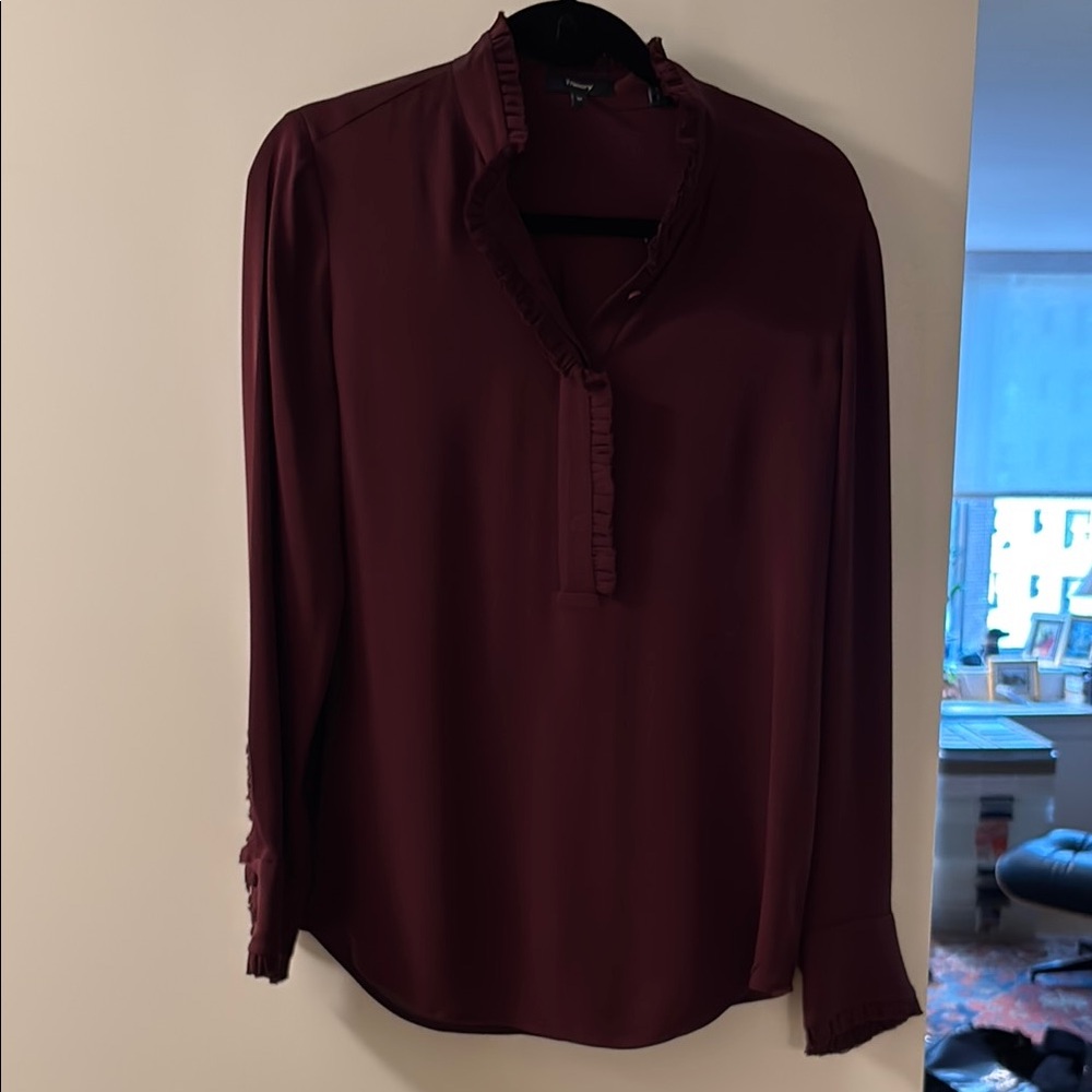 Theory Silk Burgundy Blouse